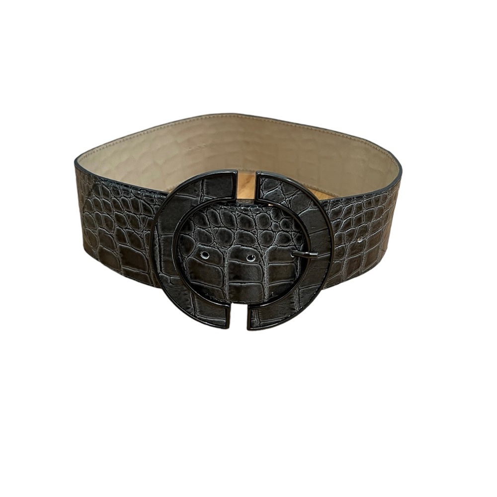 Reiss  Green Patent Croc Print Belt